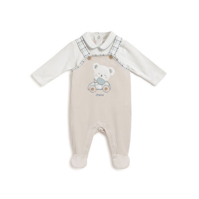 Boys Medium Natural Solid Bodysuit With Babysuit